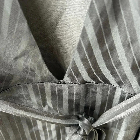 Aritzia Wilfred Silk Striped Mini Dress Navy Blue Tie Waist Long Sleeve Size L - Picture 13 of 15